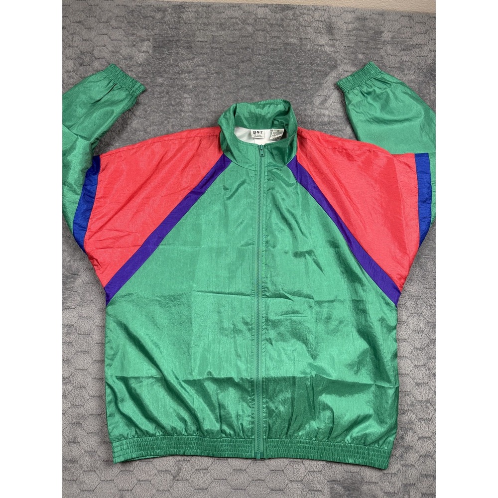Vintage GSR‎ Jacket Mens Medium Full Zip Windbreaker Colorblock 90s Retro Style